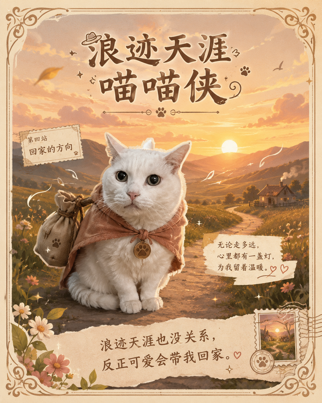 浪迹天涯喵喵侠回家的方向最终效果示例